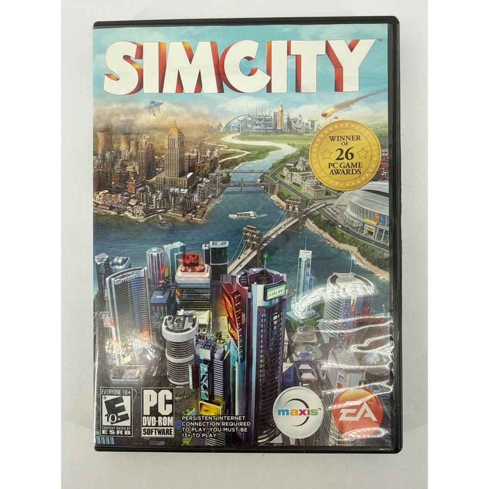 SimCity PC DVD-ROM 2013 Electronic Arts Maxis Simulation Video Game Case & Disc